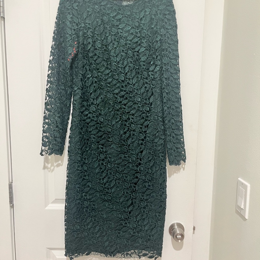 Monique Lhuillier Green Long Sleeve Sheath Dress